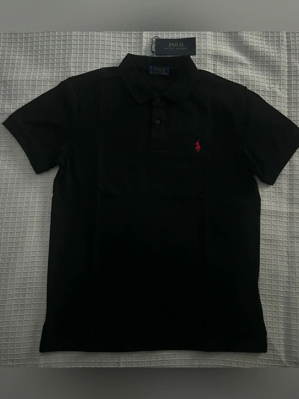 Polo by Ralph Lauren Black Short-Sleeve Polo Shirt with Red Pony Size L